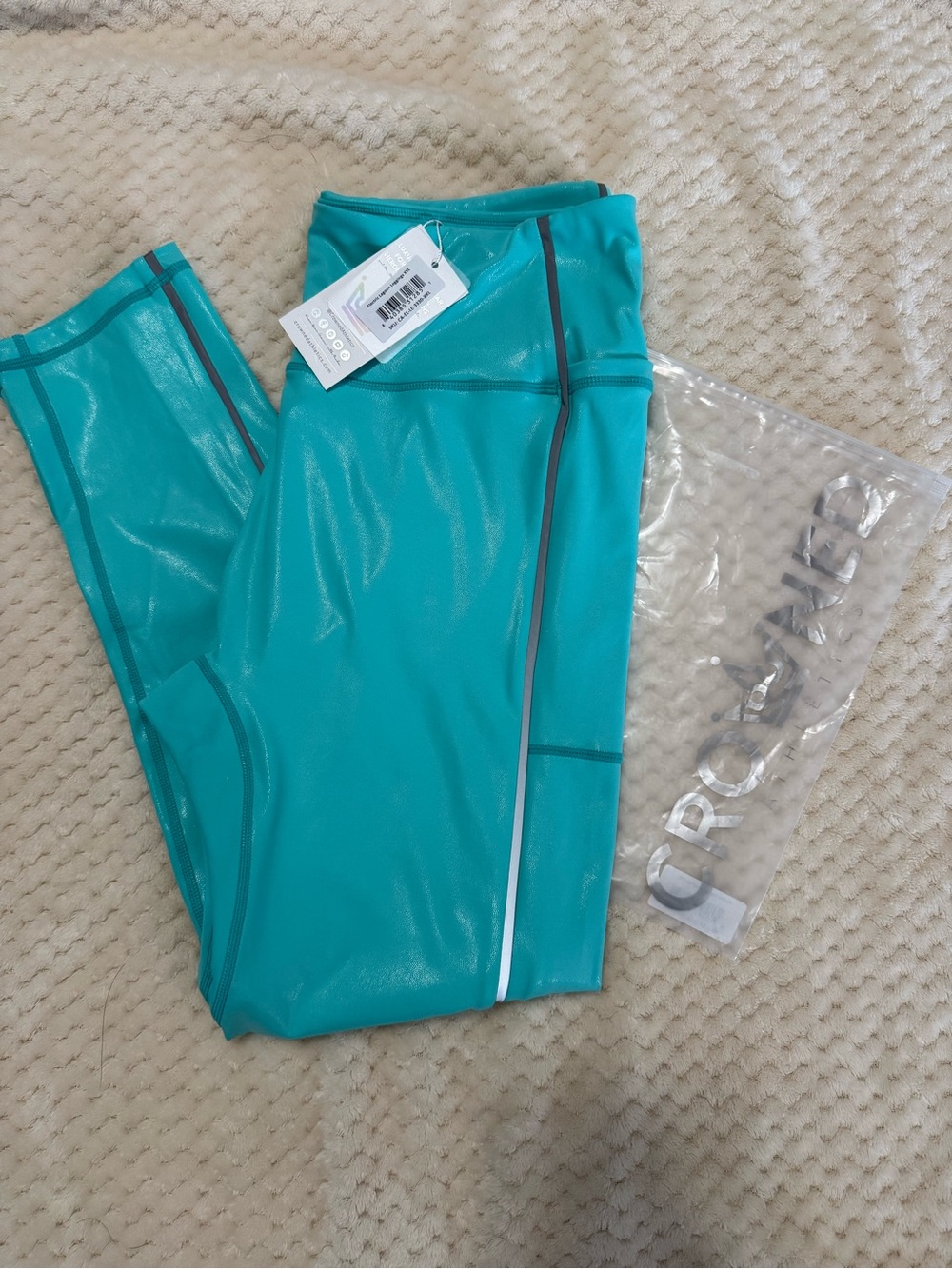 Crowned Athletics Electric Lagoon Aqua Leggings New Size XXL 14-16